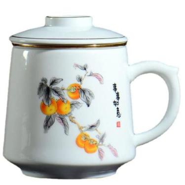 Imagem de PAYNAN Conjunto de xícara de chá de cerâmica com 430 ml para separar água e chá para escritório e casa