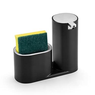Imagem de Dispenser para Detergente e Bucha, 320ml, C 17.8 x L 8 x A 14.6 cm, Preto com Cromado, Linha Conceito, Arthi