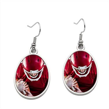 Imagem de Brinco de futebol americano com proteção para jogadores de futebol americano – Brincos pendurados para meninas – Presente de festa de aniversário dos namorados, Metal, Sem pedras preciosas