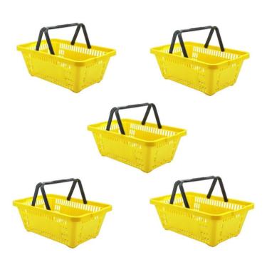 Imagem de Cesto de Compras D100 Dellaplast 16l 45x29x19 Amarelo Kit 5