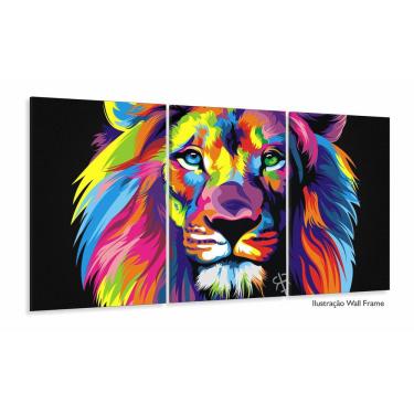 Imagem de Quadro Decorativo Leão Colorido Moderno Sala Quarto