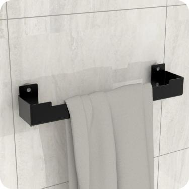 Imagem de Porta Toalha Rosto Ventosa Suporte Banheiro Preto ELG