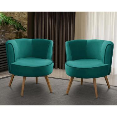 Imagem de Kit 2 Poltronas Para Sala Decorativa Isa Suede Tiffany Adonai Estofados