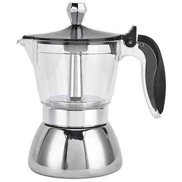 Imagem de cafeteira de coador (4 xícaras) cafeteira de aço inoxidável fogão moka cafeteira utensílios de cozinha, cafeteira de acampamento,