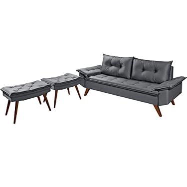 Imagem de Conjunto Bariloche 3 Lugares Com Duas Banquetas Rubi (Cinza)