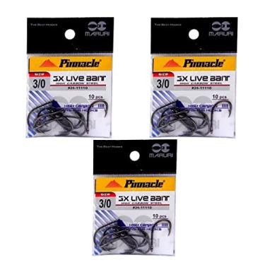 Imagem de Kit Anzol de Pesca Maruri 3X Live Bait Aço Carbono N° 3/0 30 Peças