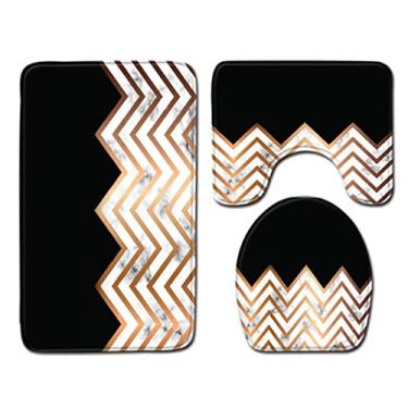 Imagem de Tapete de banheiro de mármore Tapete de banho Tapete de banheiro 3 pçs/conjunto Closestool Tapete de porta de banheiro Tapete de banheiro de flanela absorvente macio tapete de banheiro, PJ201111, A001, três, peça 45x75 cm