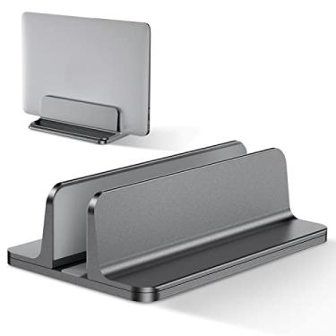 Imagem de Bewahly Suporte vertical para laptop [tamanho ajustável], suporte de laptop ajustável de alumínio, economiza espaço, adequado para MacBook Pro/Air, iPad, Samsung, Huawei, Surface,