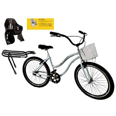 Imagem de Bicicleta aro 26 com cestinha e cadeirinha Retrô s/marcha az