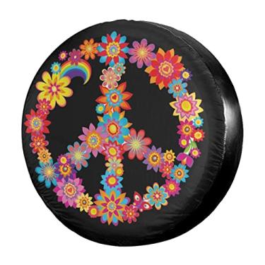 Imagem de Foruidea Linda capa de pneu de substituição de flores multicoloridas à prova d'água à prova de poeira UV capa de pneu para roda de sol adequado para Jeep Trailer, RV, SUV e muitos veículos (14, 15, 16, 17 polegadas)Foruidea 16"for Diameter 29"-31" AB-122