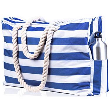 Imagem de SHYLERO Bolsa de praia e bolsa de piscina. Tem bolsa hermética, porta-chave. Bolsa de praia com zíper, impermeável (IP64) - L22xH15xW6, Peixe azul marinho
