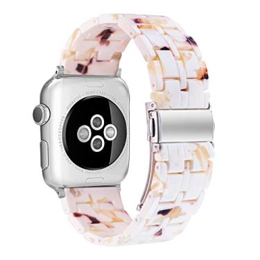 Imagem de Pulseira Compatível com Apple Watch Band 38mm 40mm 41mm pulseira de fita de resina fina com substituição de fivela de aço inoxidável para iWatch Series SE 8 7 6 5 4 3 2 1 para mulheres homens