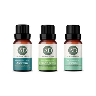 Imagem de Kit 3 Óleos Essenciais 100% Puros - Alecrim, Lemongrass e Menta - Ideal Para Difusor, Aromaterapia e Cuidados Com o Corpo | Aroma D’alma
