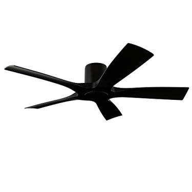 Imagem de Modern Forms Ventilador de teto Aviator Smart para ambientes internos e externos, 5 lâminas, montagem embutida, 137 cm, preto fosco com controle remoto (kit de luz vendido separadamente), funciona com