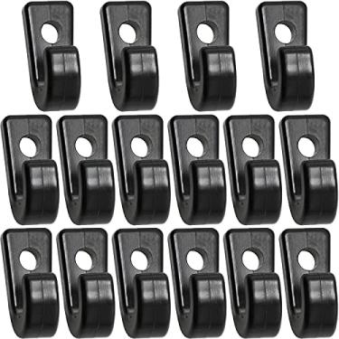 Imagem de JJHXSM 16 peças ganchos em forma de J de nylon ganchos de amarração para caiaque corda elástica canoas barcos, preto