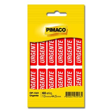 Imagem de Etiqueta Adesiva Pimaco, Multiuso "Urgente", OP-1341URG,Vermelho, 12x44.5mm, Envelope com 5 fls-60 etiquetas