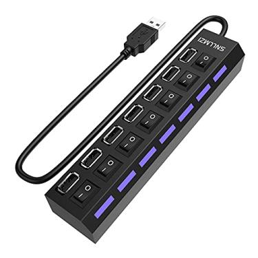 Imagem de Hub USB, 7 portas USB 2.0 LED portátil de alta velocidade compatível com iMac Pro, MacBook Air, Mac Mini/Pro, Surface Pro, PC e laptop