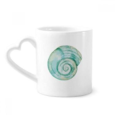 Imagem de Caneca azul com ilustração da vida marinha de caracol café cerâmica copo de coração de vidro