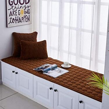 Imagem de Tapetes de área para janela saliente redonda xadrez coral veludo tapete macio antiderrapante lavável tapete decorativo sala de estar quarto infantil sala de estudo sofá de cabeceira varanda, marrom, 80 * 200 cm