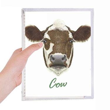Imagem de Caderno doméstico marrom e branco de vaca leiteira com folhas soltas recarregáveis, diário de papelaria