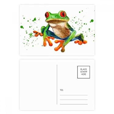 Imagem de Conjunto de cartões postais Polypedatid Green Frogs Cartão de agradecimento de aniversário, 20 peças