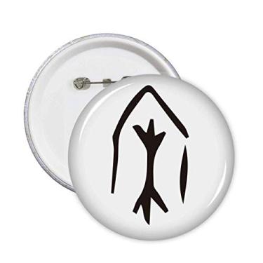 Imagem de Broche de canção de personagem de sobrenome chinês com inscrição de osso e botão, emblema de decoração, 5 peças