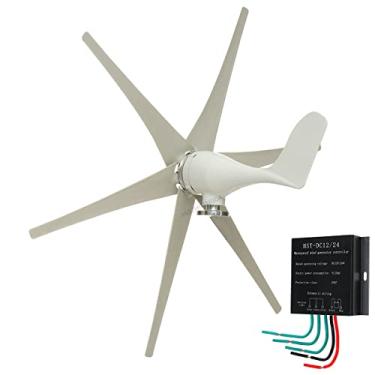 Imagem de Moinhos de vento portáteis Energia renovável 6 lâminas, turbina eólica 2000w 48V 24V 12V com sistema de controlador MPPT (branco),220v