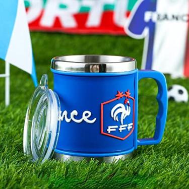 Imagem de LNGOEHO 2022 Canecas de futebol da COPA MUNDIAL 400 ml de aço inoxidável mantém quente canecas de café lembranças nacionais fãs pequenos presentes prêmios de eventos (França)