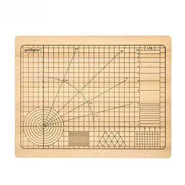 Imagem de LNGODEHO Tábua de corte digital de bambu para cozinha, tábua de queijo com ranhura para suco e bolachas bem, tapetes de corte flexíveis codificados com medida