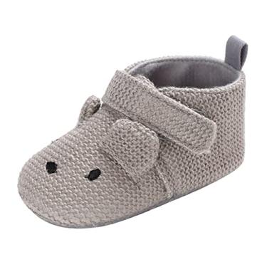 Imagem de Sapatos infantis para bebês meninos e meninas sapatos de algodão com gancho, cor lisa, leve, macio, confortável, infantil branco, Cinza, 0-6 meses