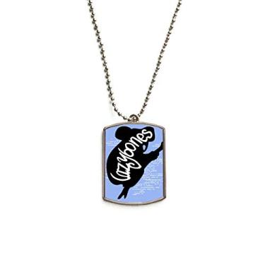 Imagem de DIYthinker Colar para animais de estimação com pingente de corrente de aço inoxidável natural com desenho de bicho-preguiça preta