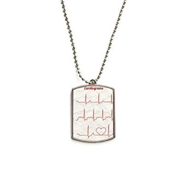 Imagem de Colar com pingente de corrente de aço inoxidável com design de coração de eletrocardiograma para animais de estimação