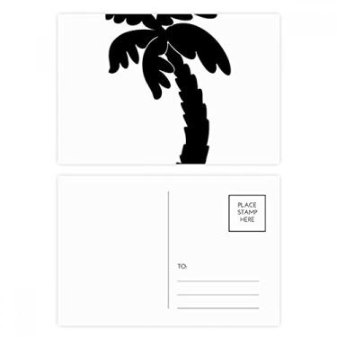 Imagem de Planta de coqueiro, preto, conjunto de cartões postais de aniversário, cartão de agradecimento