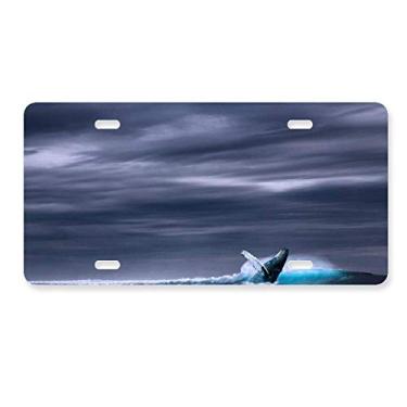 Imagem de DIYthinker Placa de licença com imagem de natureza de peixe jubarte oceano decoração de aço inoxidável