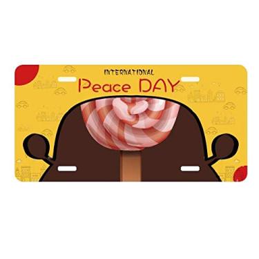 Imagem de DIYthinker Placa de licença Red Candy Sorvete Picolés Placa de carro Decoração Dia da Paz