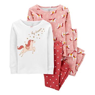 Imagem de Conjunto de Pijama Carter's 4 Peças Algodão Inverno Unicórnio Rosê Bebê Menina (2 Anos)