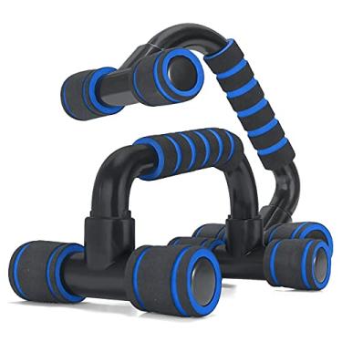 Imagem de Apoio Para Flexão Barra Push Up Ergonômica Exercício Fitness Crossfit Academia Em Casa (Azul/Preto)