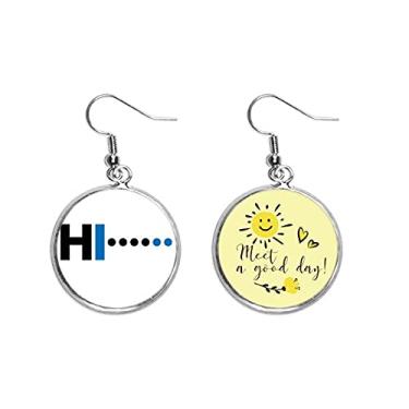 Imagem de Brinco Morse Code Hello Dot Line Expression Ear Drop Sun Flower Jewelry Fashion