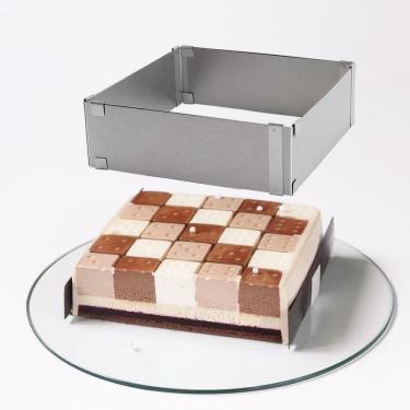 Imagem de Forma Quadrada Aro modelador P/ Massas e Bolos 15cm até 28cm