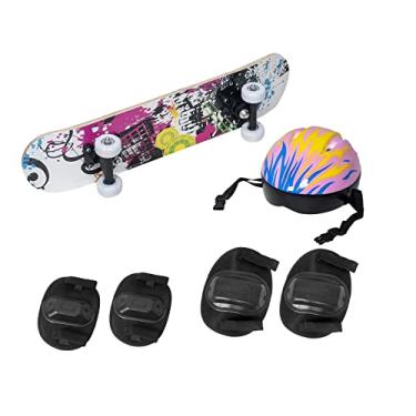 Imagem de Skate Infantil Radical Iniciante 60 CM Tinta Rosa BH Store