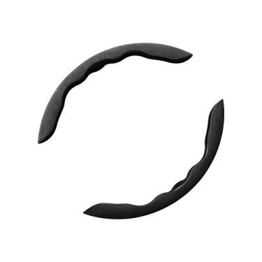 Imagem de Alfanxi Protetor de cobertura de volante universal Italy Alcantara material meio segmentado adequado para todos os modelos de carro (preto)