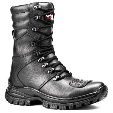 Imagem de Bota Militar Masculina Cano Médio Coturno Tático Couro Palmilha em Gel Confortável-Masculino