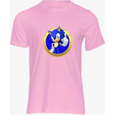 Imagem de Camiseta Adulta Básica Estampada Ouriço Azul Desenho Animado Filme Jog