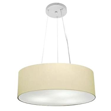 Imagem de Lustre Pendente Cilíndrico Cúpula Tecido 45x15 cm, Vivare Iluminação, Pendente4184 LA, Algodão Cru, Médio
