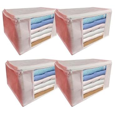 Imagem de 4 organizador multiuso guardar roupa TNT (P) 20x34x34cm (Branco) -Organizalux