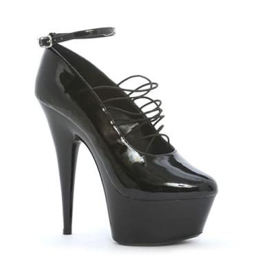 Imagem de Sapatos femininos de salto alto 15 cm boca rasa salto fino cabeça redonda, Preto, 44