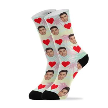 Imagem de junzan Meias personalizadas com foto presentes personalizados palmeiras trapicais rosto personalizado em meias para homens mulheres meias personalizadas, Palmeiras trapicais, One Size
