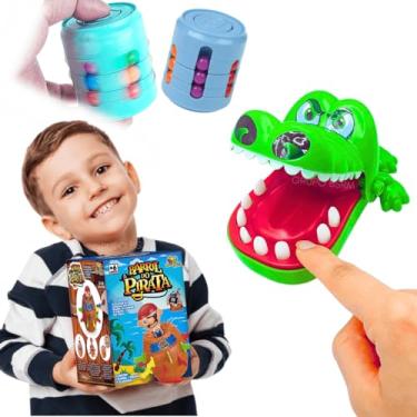 Imagem de Kit Jogos Educativos Infantis Pula Pirata Barril + Crocodilo Morde Dedo Brinquedo Pedagogicos Presente dia das Crianças 5 anos