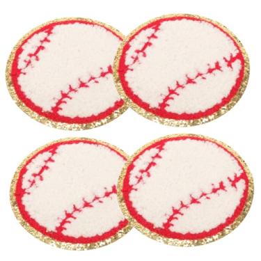 Imagem de Tofficu 4 Pcs Patch de pano para passar beisebol patches de futebol bordados remendos de roupas pequenas bolas de beisebol adesivo de ferro em remendos costurar remendos