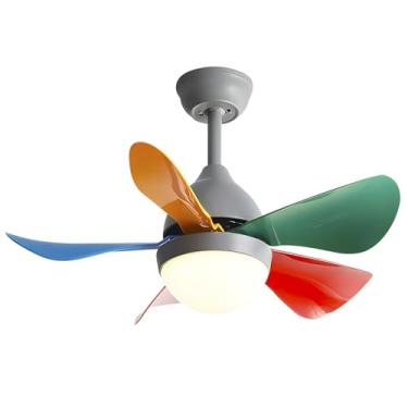 Imagem de Ventiladores De Teto De 30 Polegadas Com Luzes, Ventilador De Teto Pequeno Com Motor Reversível, Ventilador De Teto Moderno Para Quarto De Pátio (Color : Gray- 1, Size : 30)